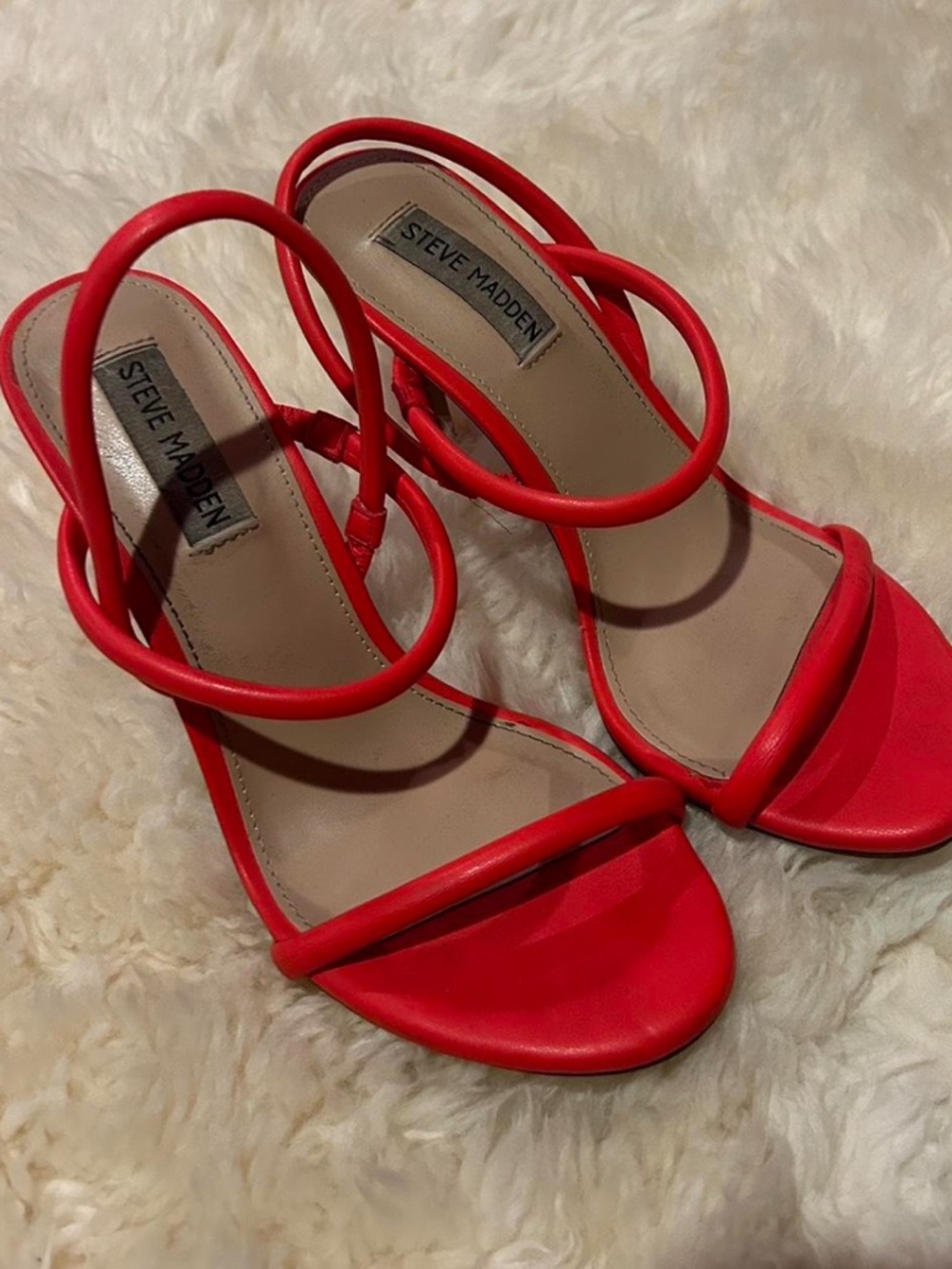 Steve Madden Red Loop-Strap Open-Toe Heels